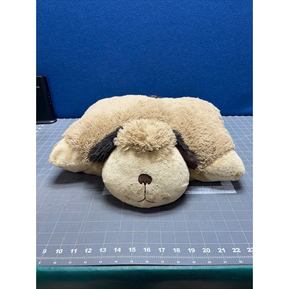Pillow Pets Plush Dog Tan Brown Folding Stuffed Animal Pillow